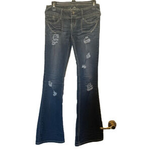 Premier distressed size 1/2 flared leg jeans